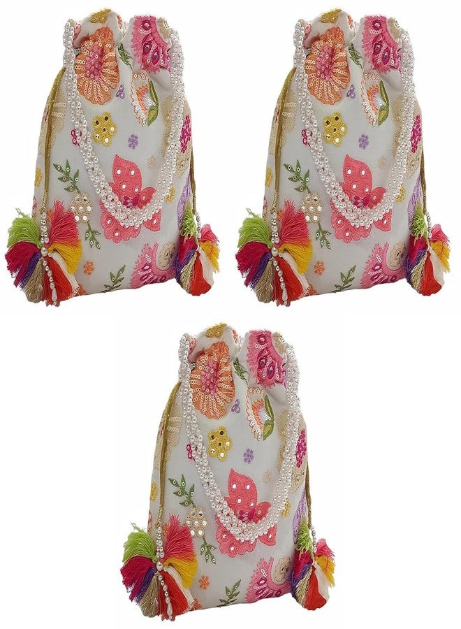 DUCHESS Women White Multi Potli Bag (Pack of 3)
